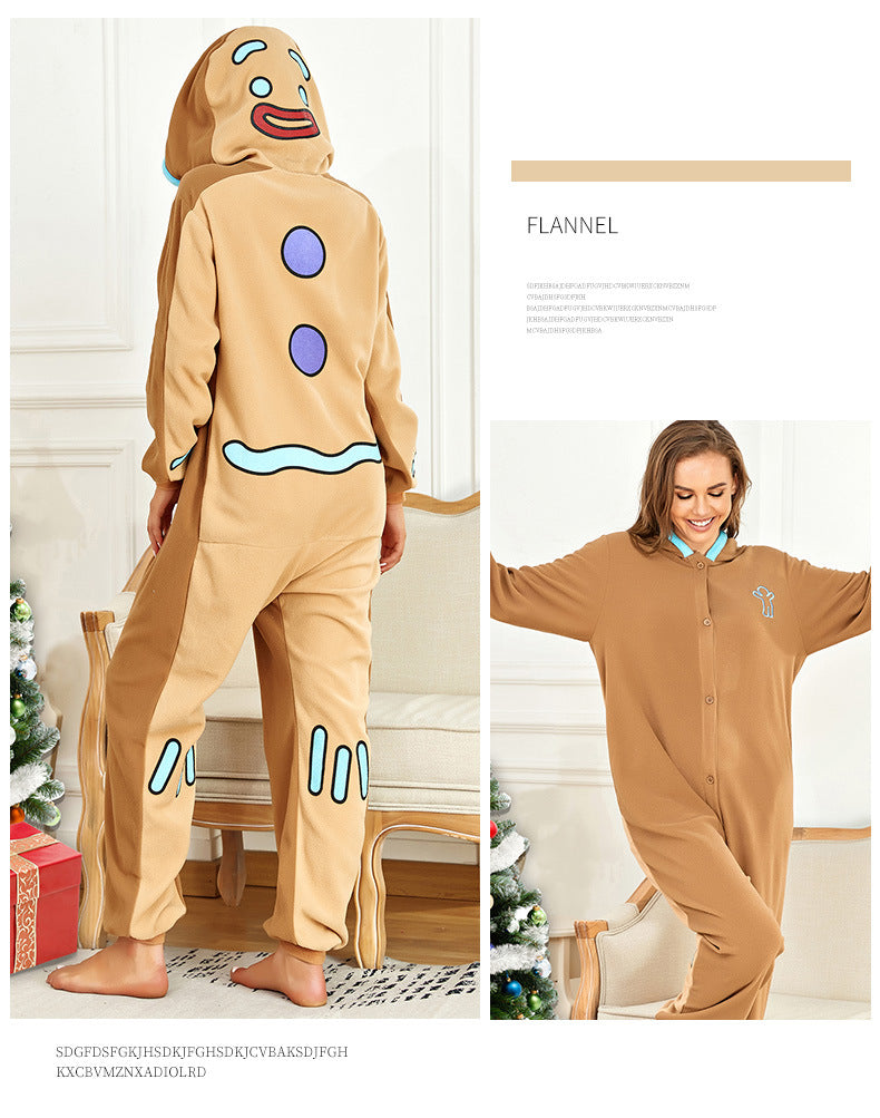 Wholesale Autumn and Winter Polar Fleece Animal Cartoon One-piece Cute Deer Hooded Pajamas